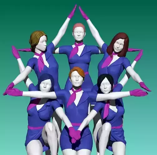 Star shape of cheer girls 3D print model