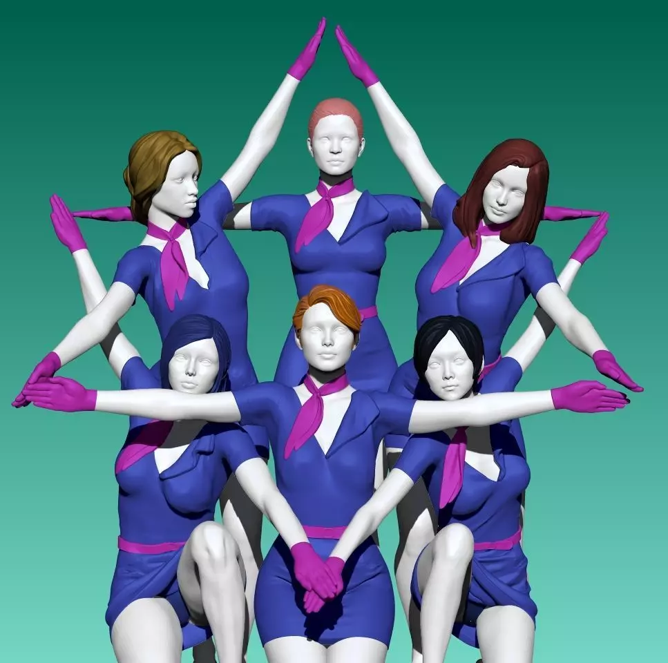 Star shape of cheer girls 3D print model_0