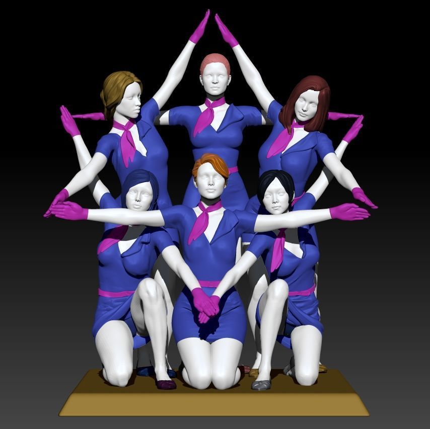Star shape of cheer girls 3D print model_1