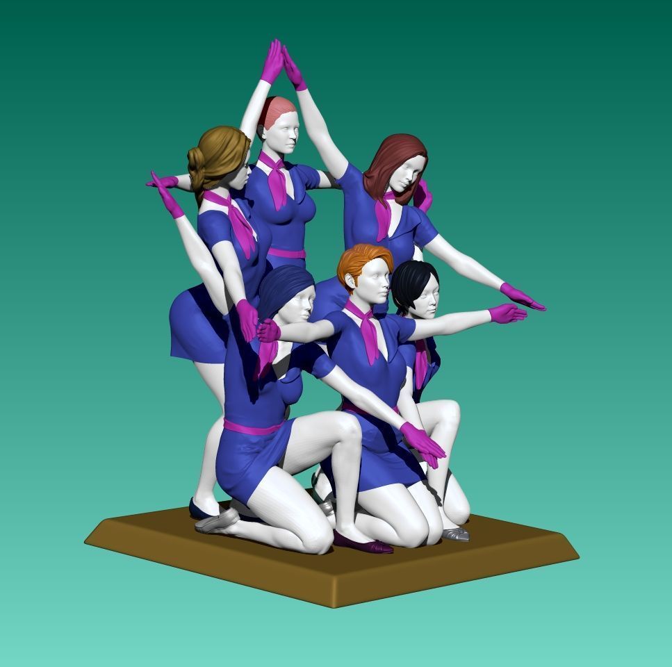Star shape of cheer girls 3D print model_3