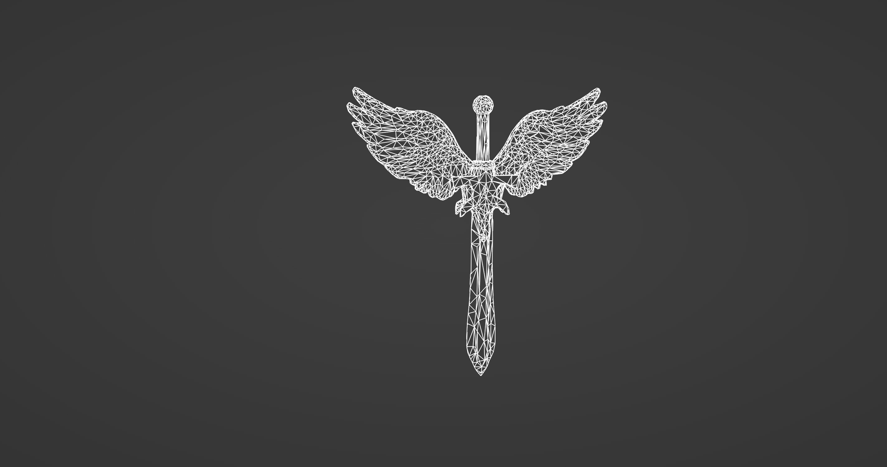 Angel Winged Sword Fantasy Weapon 3D model_10