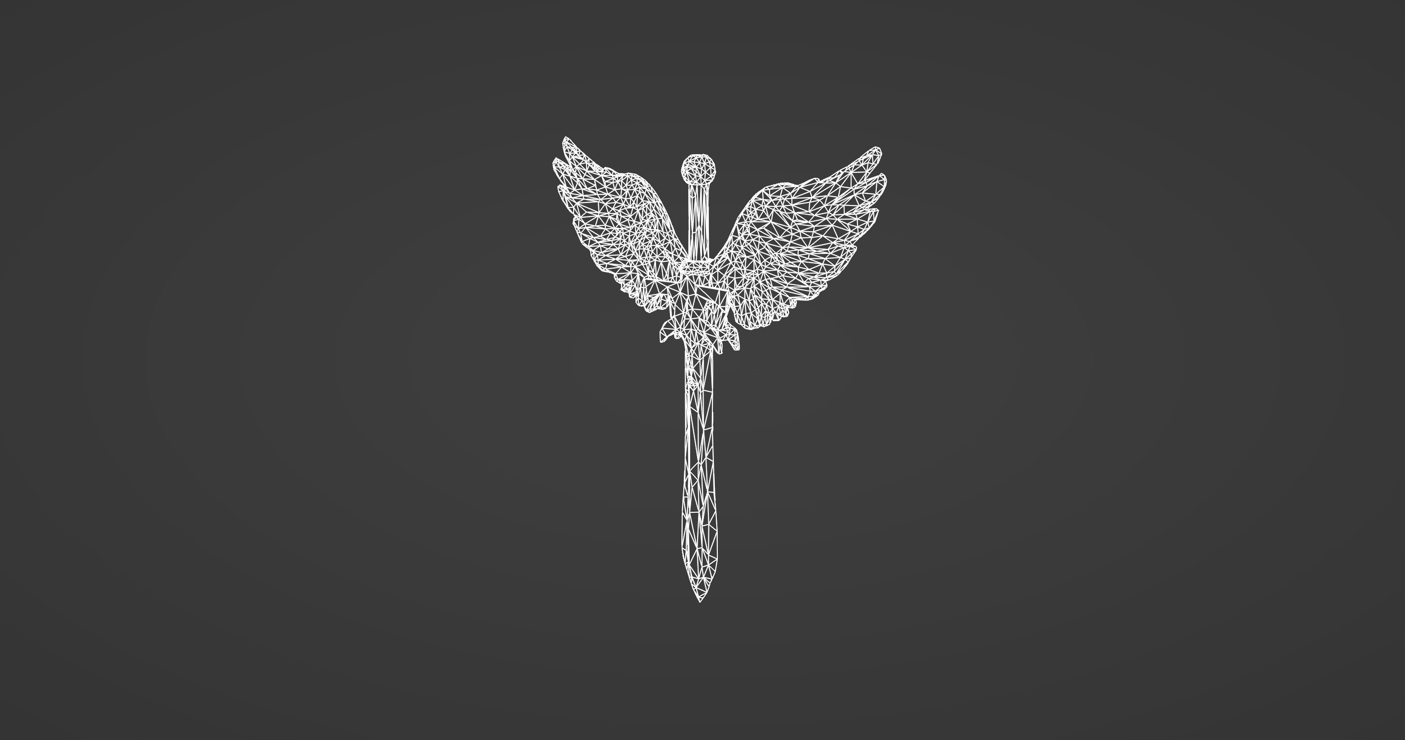 Angel Winged Sword Fantasy Weapon 3D model_9