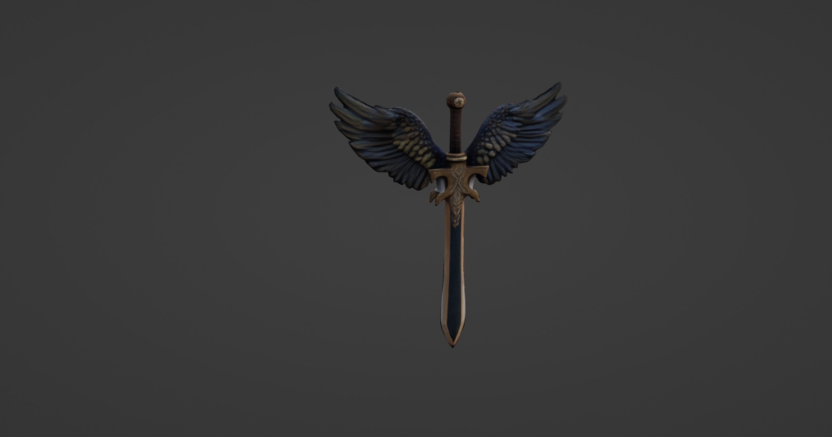 Angel Winged Sword Fantasy Weapon 3D model_3