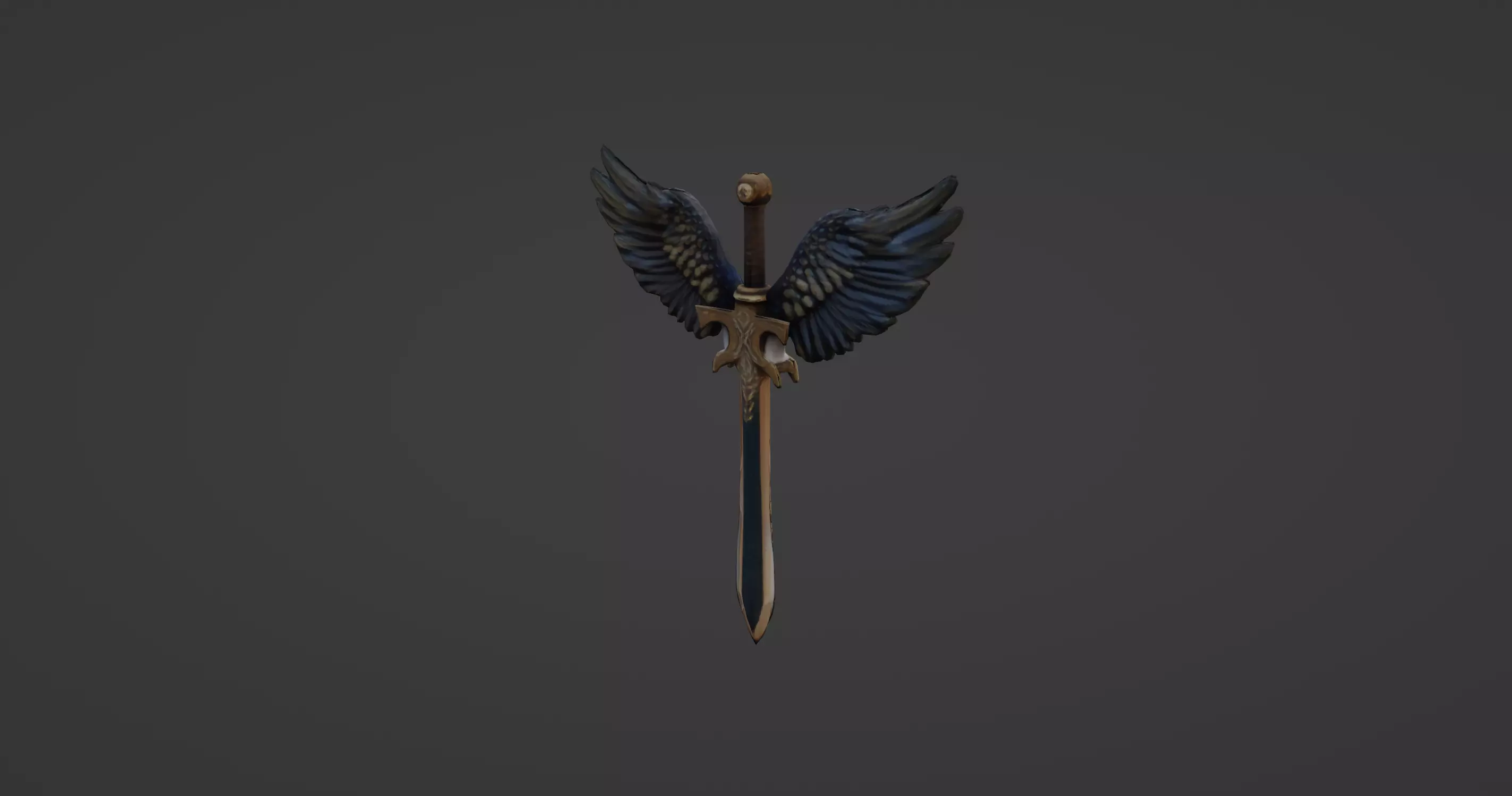 Angel Winged Sword Fantasy Weapon 3D model_0