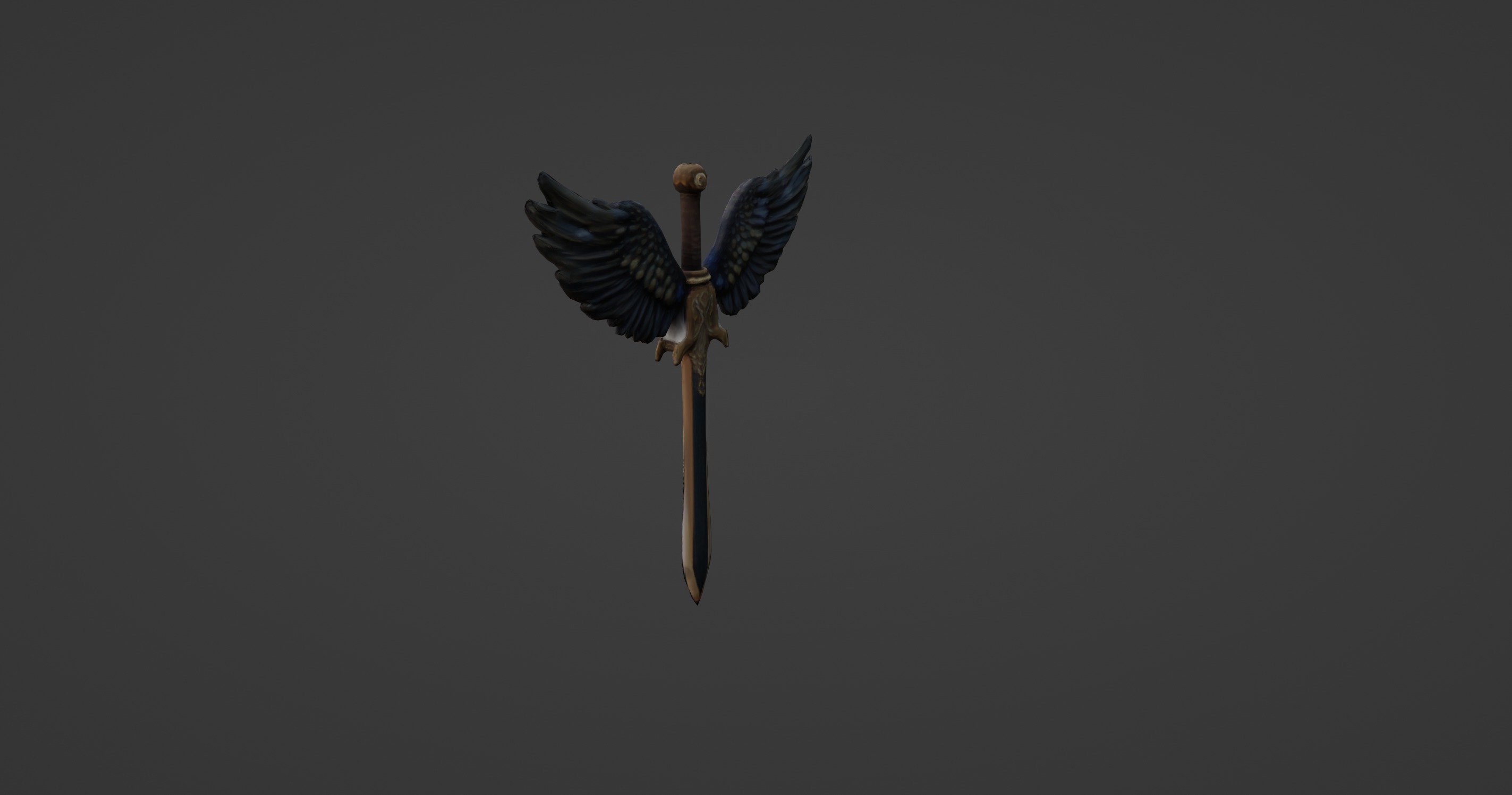 Angel Winged Sword Fantasy Weapon 3D model_6