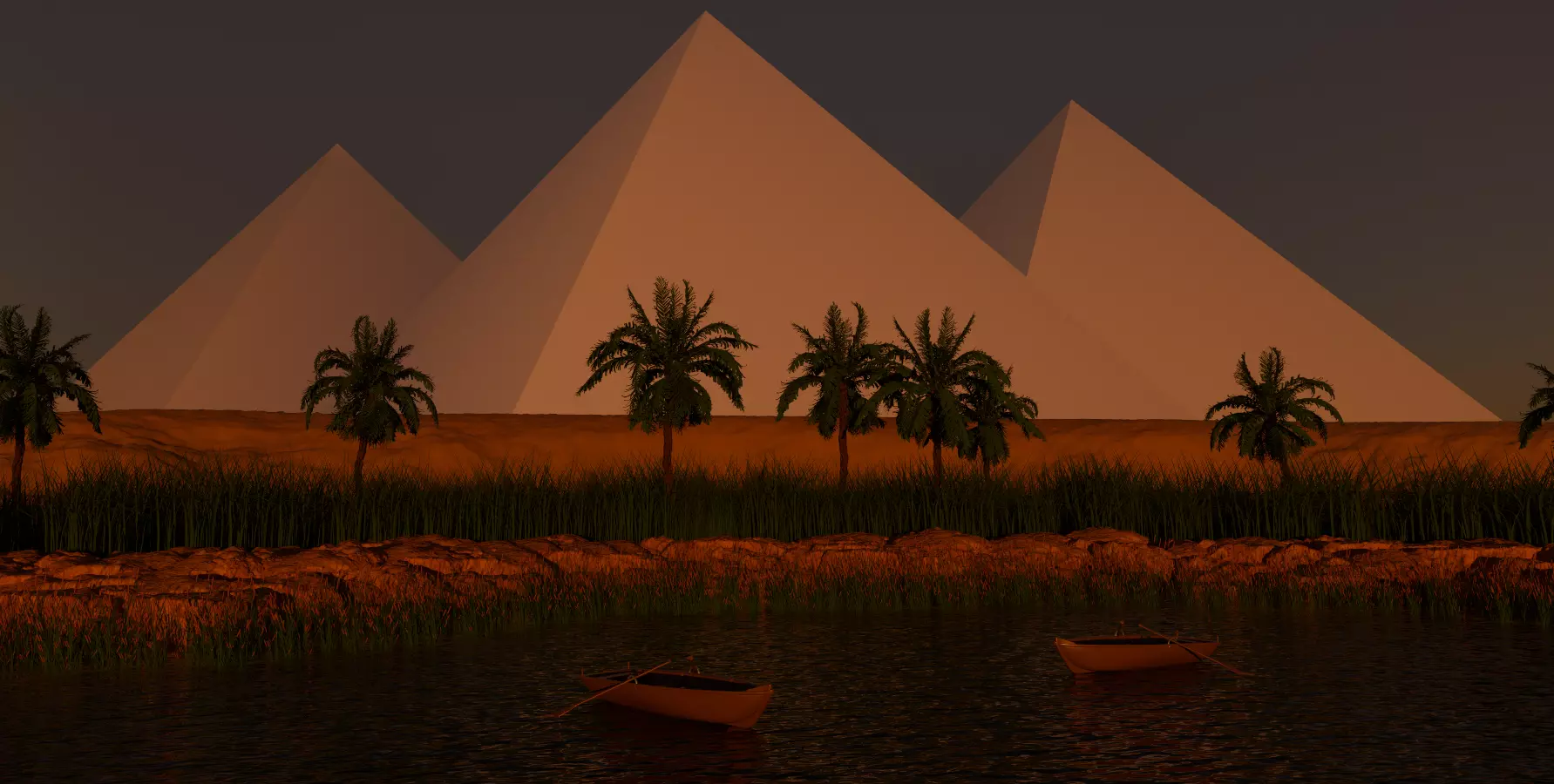 High-polly Egyptian Pyramids Pack 3D model_0