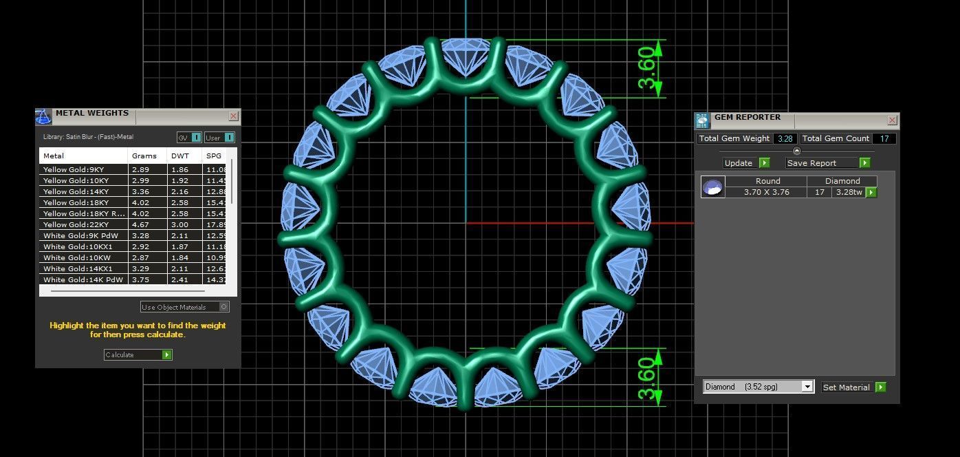 U Shaped Eternity Ring 3 point 7 mm stone size swiss 9 and EU49 3D print model_5