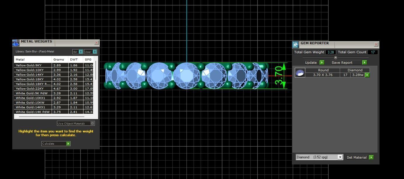 U Shaped Eternity Ring 3 point 7 mm stone size swiss 9 and EU49 3D print model_3