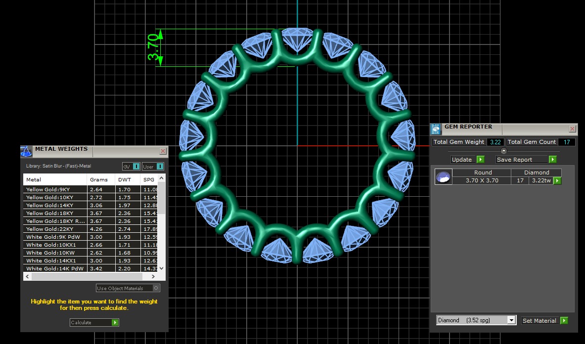 U Shaped Eternity Ring 3 point 7 mm stone size swiss 9 and EU49 3D print model_4