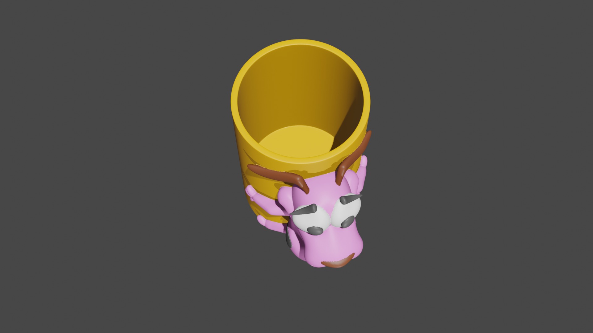 Courage the cowardly dog pen holder container 3D print model_4