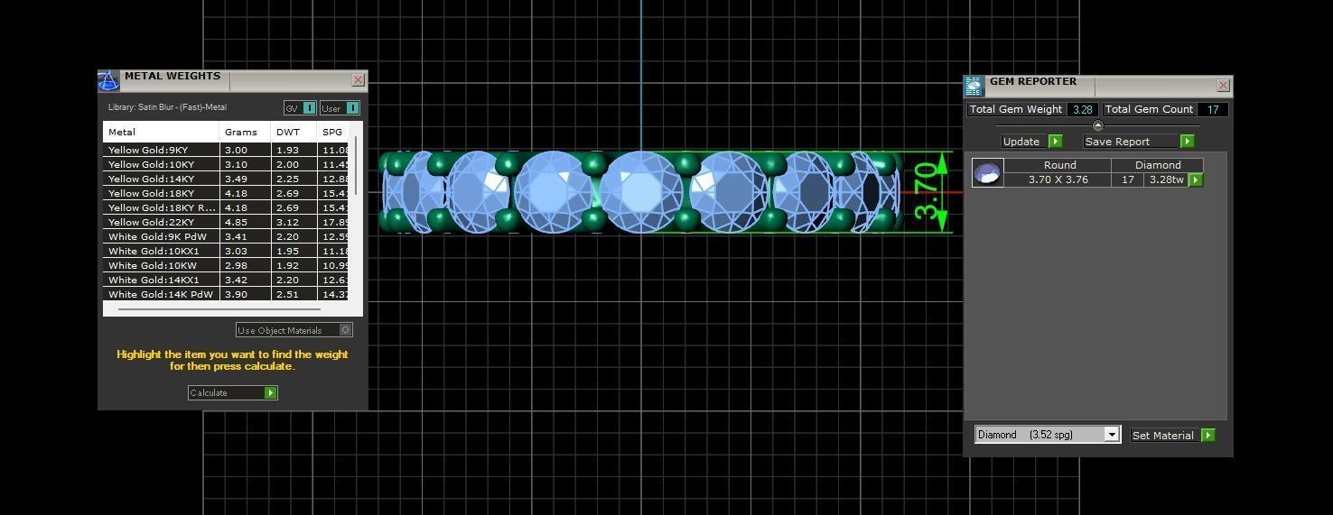 U Shaped Eternity Ring 3 point 7 mm stone size swiss 11 and EU51 3D print model_3