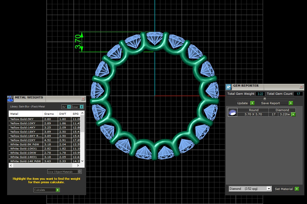 U Shaped Eternity Ring 3 point 7 mm stone size swiss 11 and EU51 3D print model_4