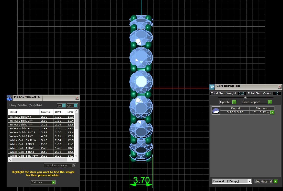 U Shaped Eternity Ring 3 point 7 mm stone size swiss 11 and EU51 3D print model_6