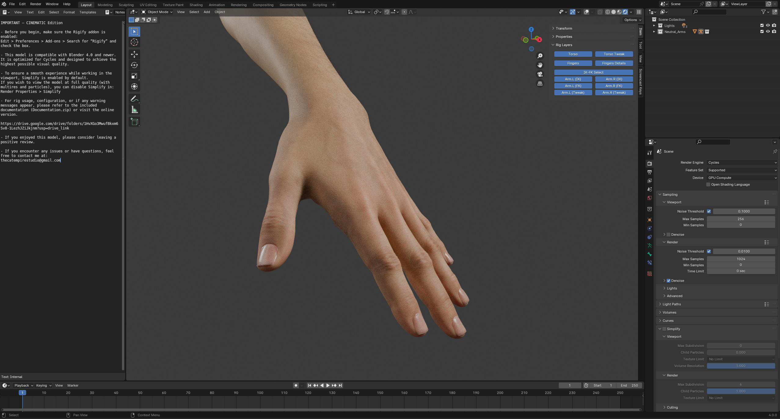 Realistic Neutral Arms - Cinematic Edition 3D model_15