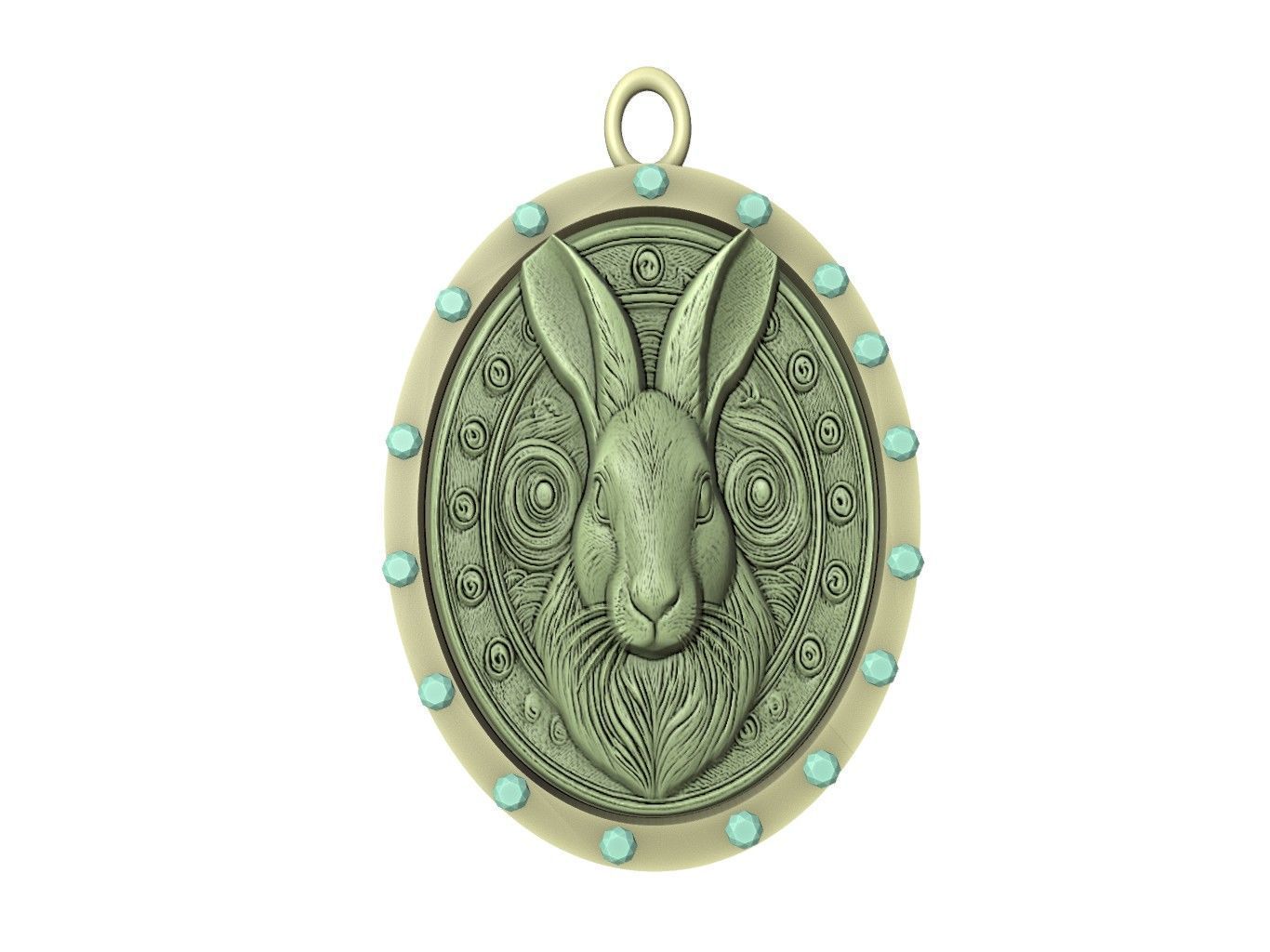 Rabbit Animal Pendant 3D print model_2