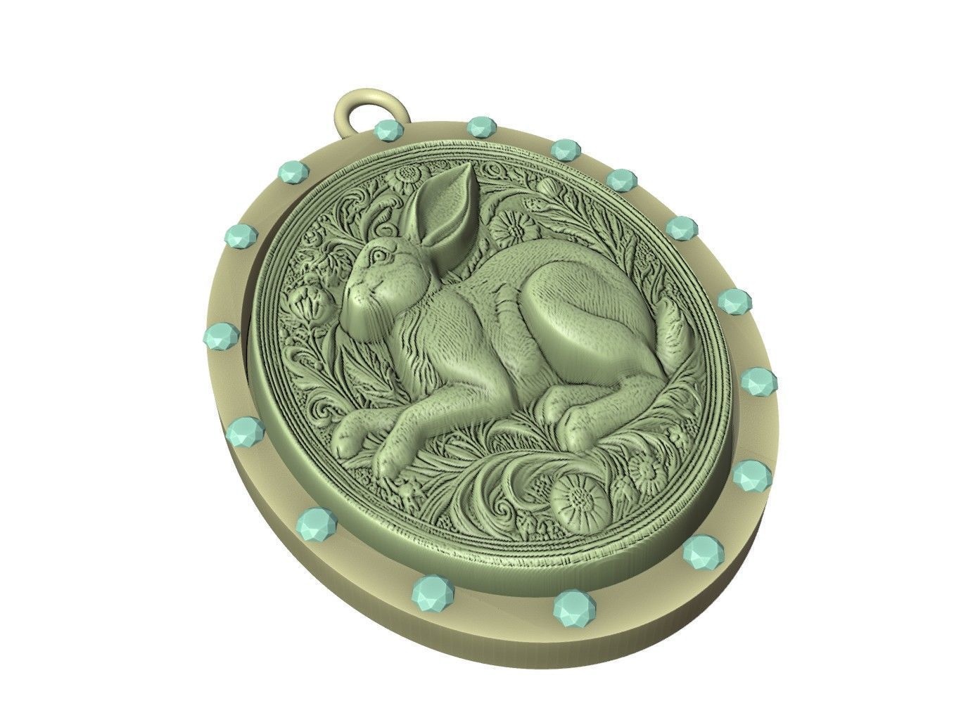 Rabbit Animal Pendant 3D print model_3
