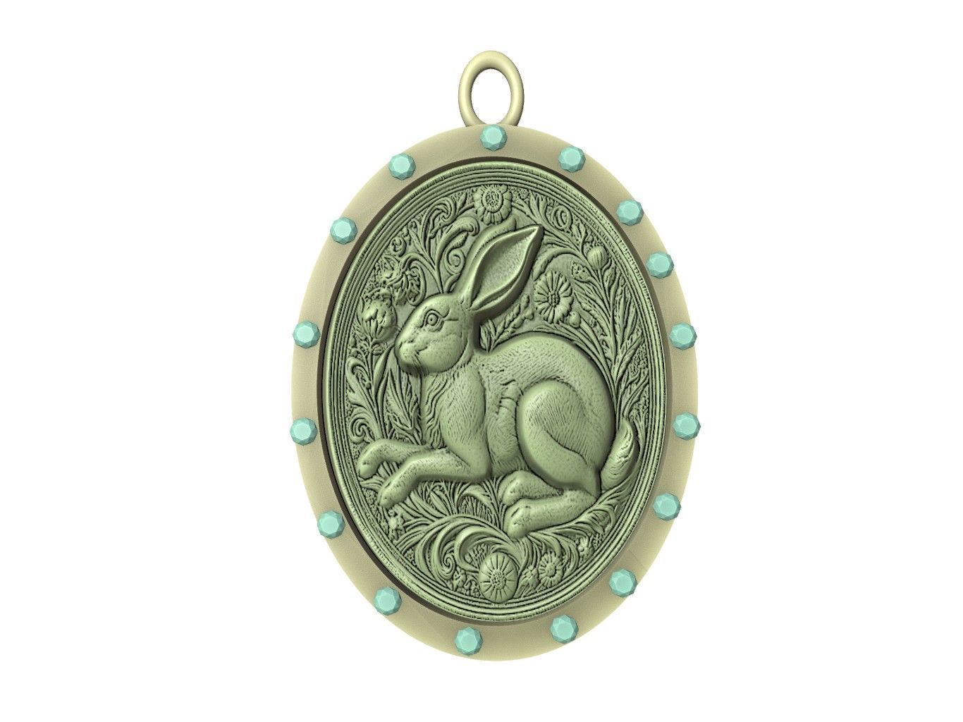 Rabbit Animal Pendant 3D print model_2