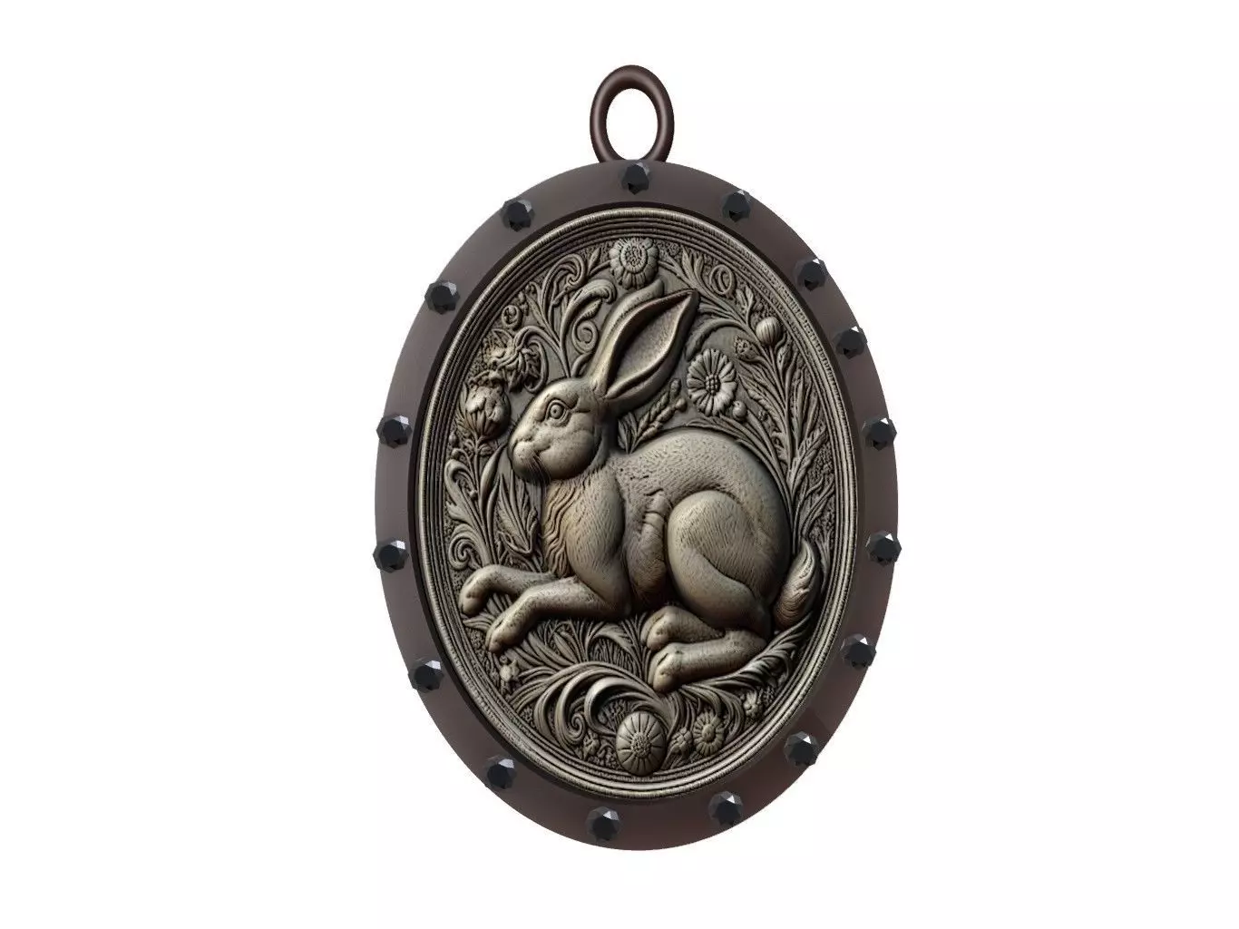 Rabbit Animal Pendant 3D print model_0