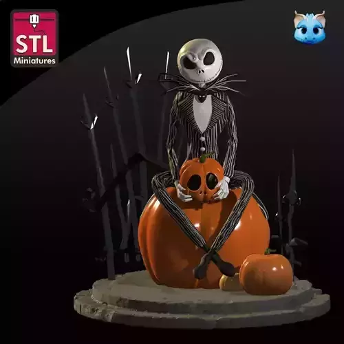 Jack Skellington on a Giant Pumpkin - STL File for Download 3D print model Jack Skellington on a Giant Pumpkin - STL File for Download 3D print model