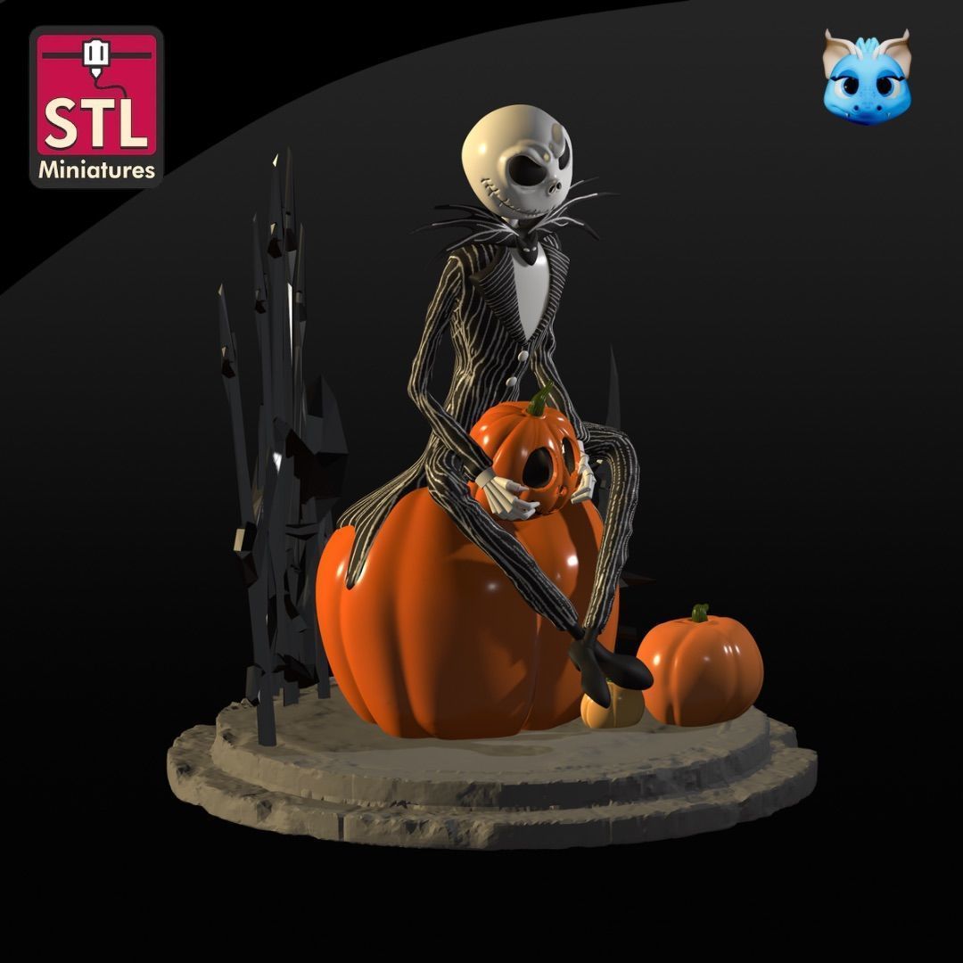 Jack Skellington on a Giant Pumpkin - STL File for Download 3D print model_1