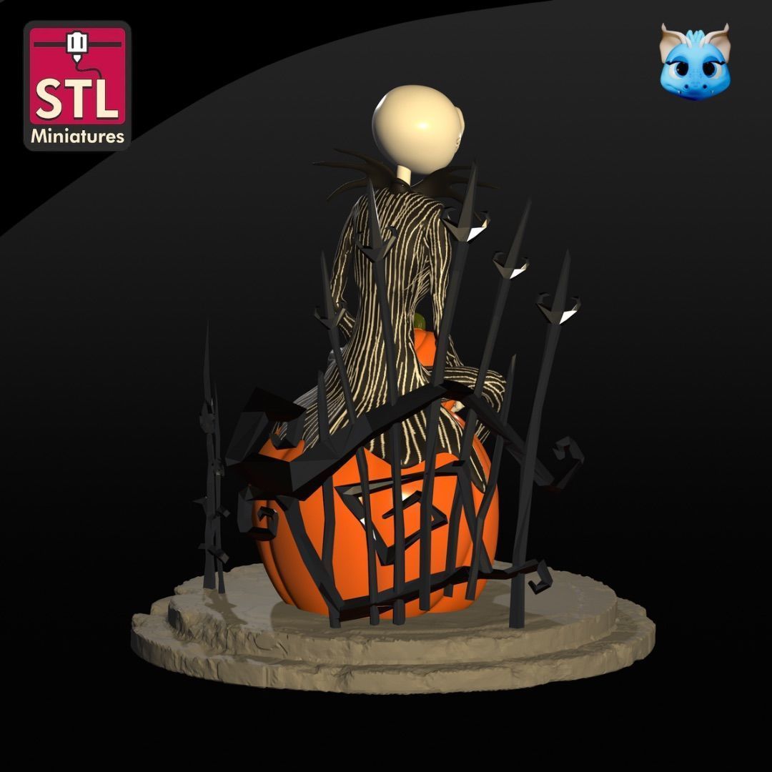 Jack Skellington on a Giant Pumpkin - STL File for Download 3D print model_2