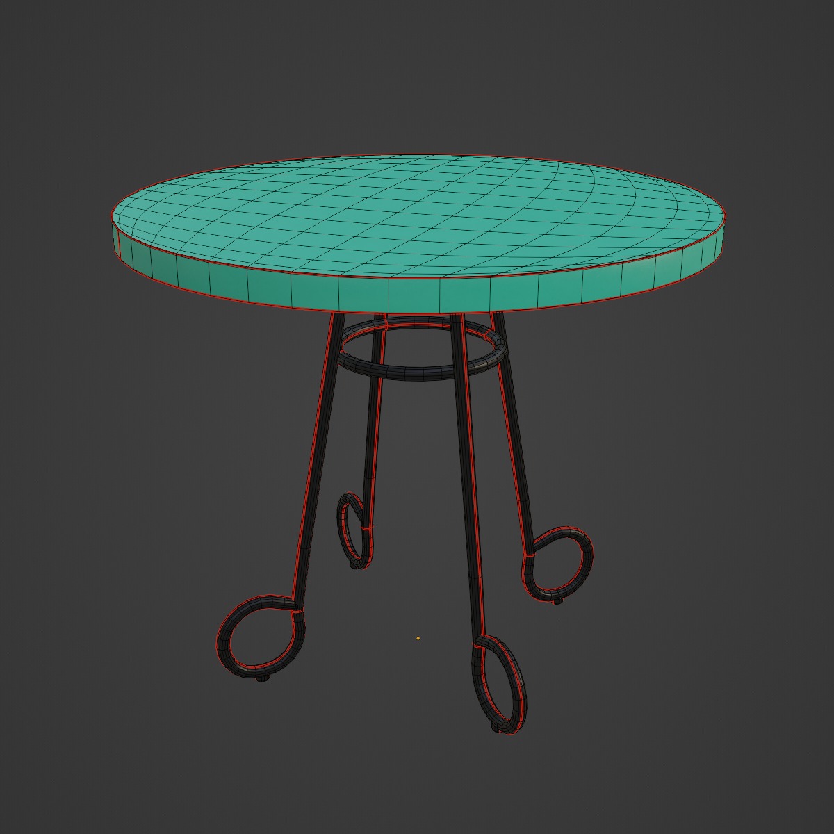 Circle Coffee Table 02 Low-poly 3D model_7