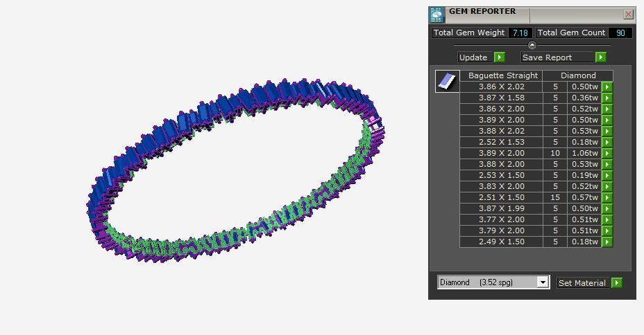 Baguette Diamond Bracelet 3D print model_3