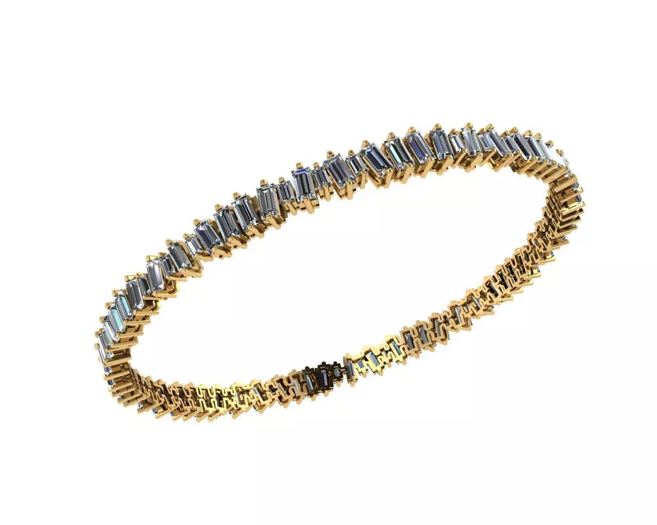 Baguette Diamond Bracelet 3D print model_0