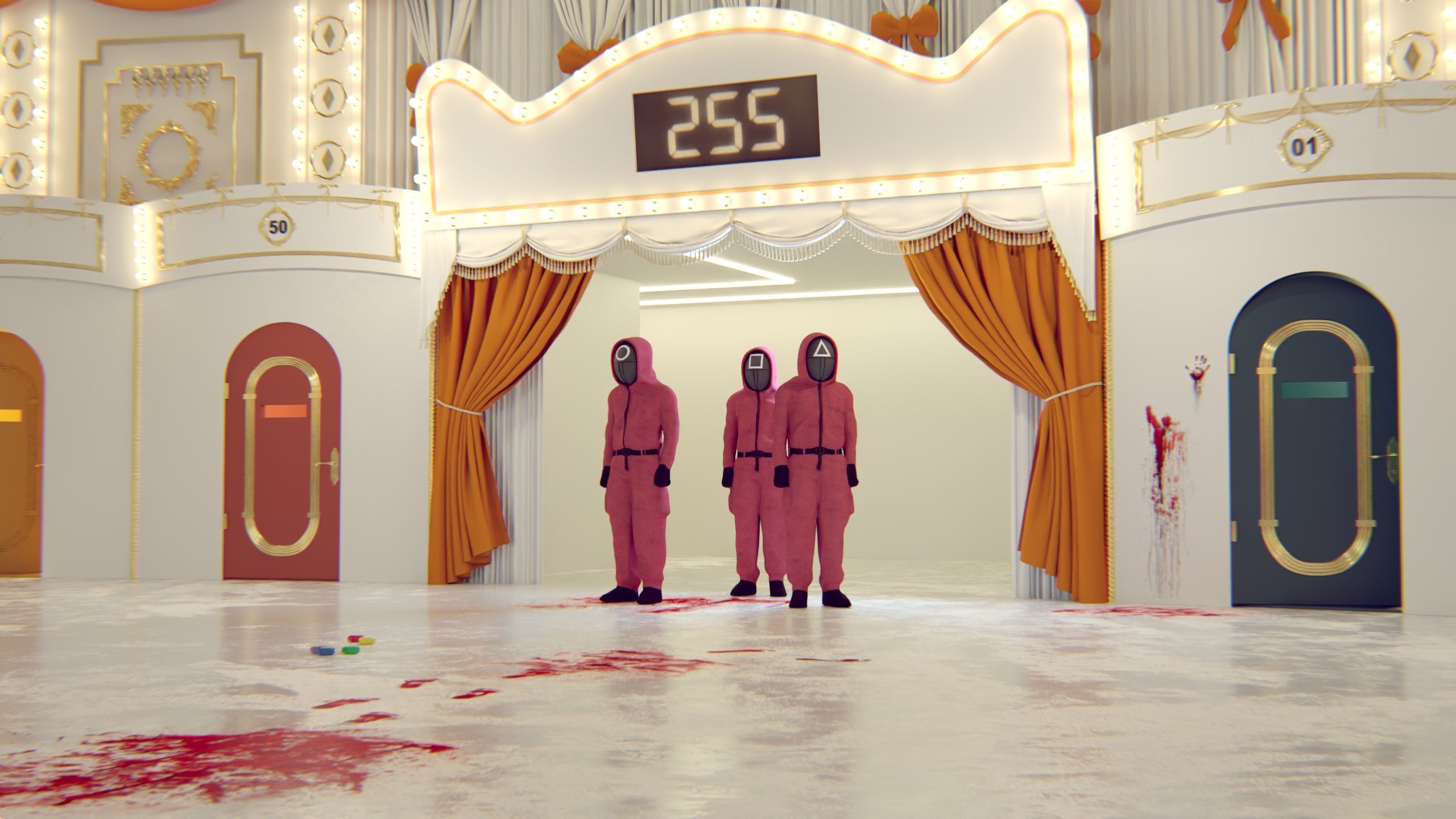 Squid Game Arena Mingle Carousel Scene 3D model_8