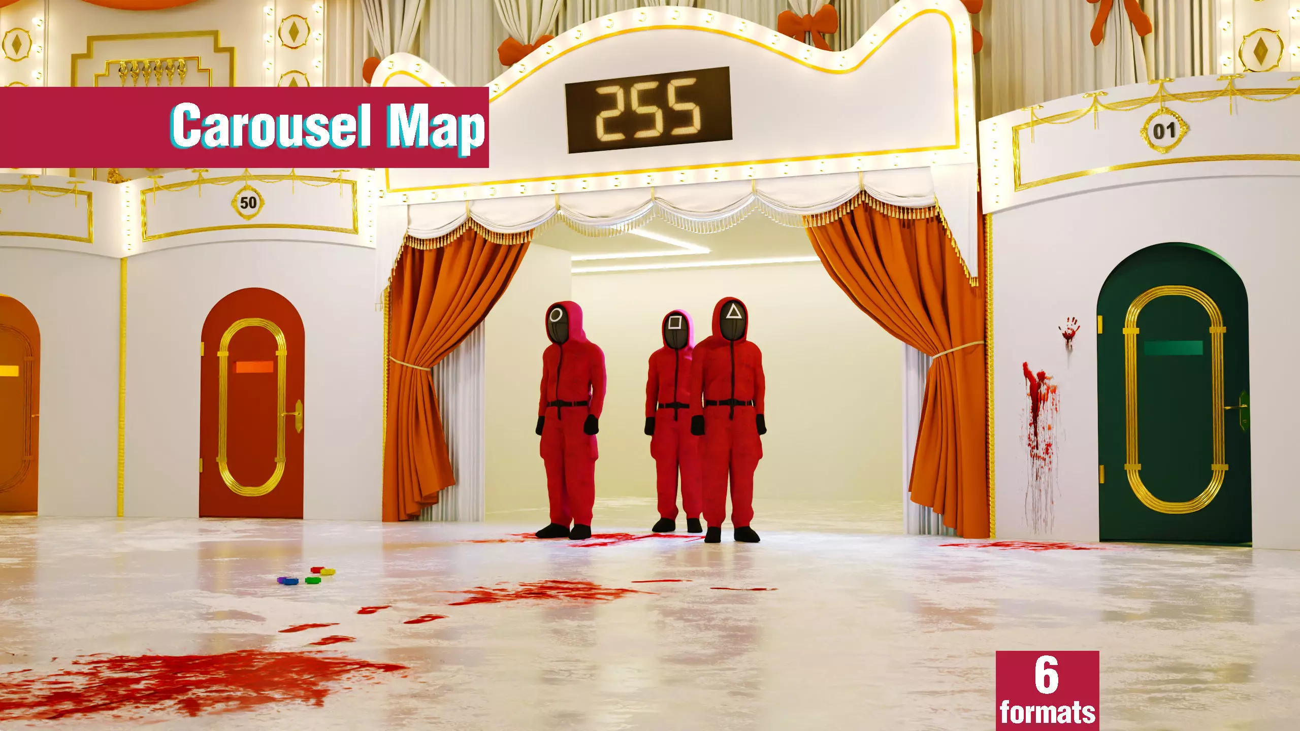 Squid Game Arena Mingle Carousel Scene 3D model_0