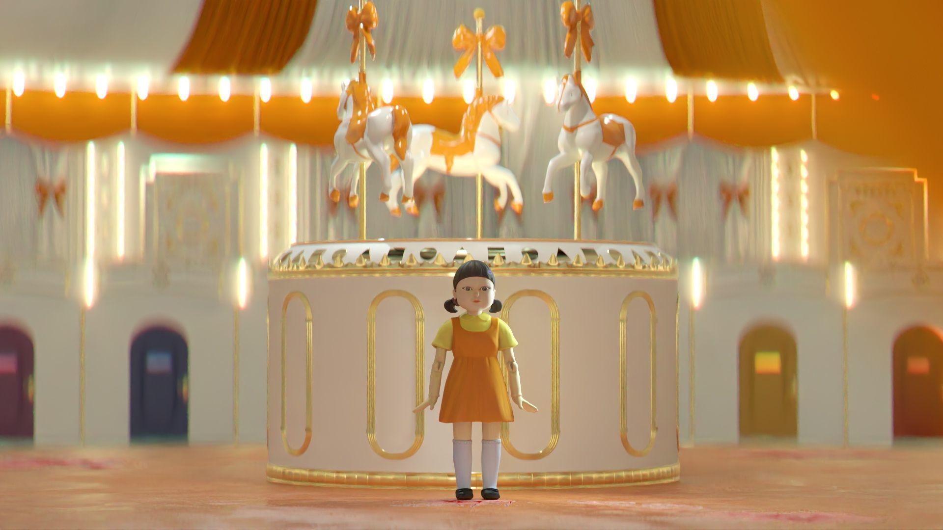 Squid Game Arena Mingle Carousel Scene 3D model_4