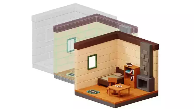 cartoon room 3D model
