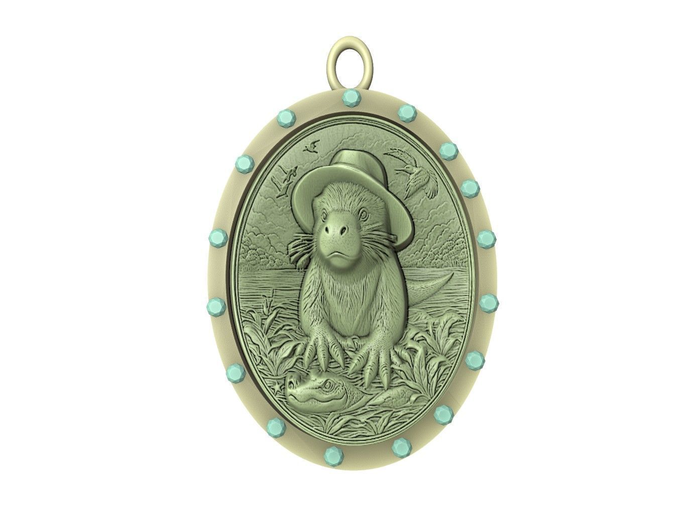 Platypus Animal Pendant 3D print model_2