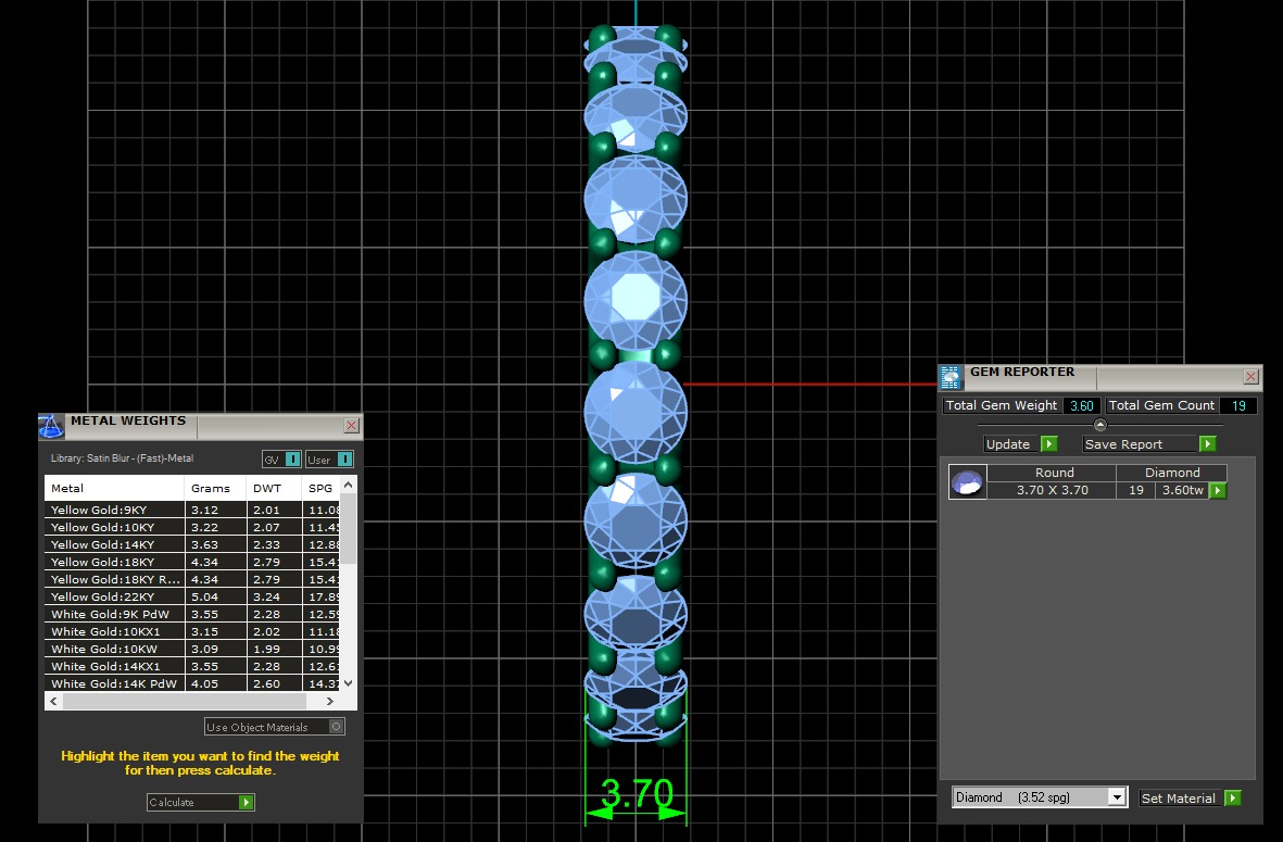 U Shaped Eternity Ring 3 point 7 mm stone size swiss 19 and EU59 3D print model_4