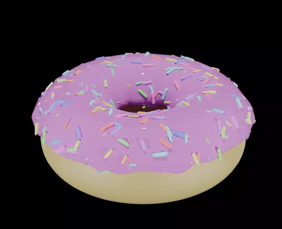 Low Poly Donut Low-poly 3D model_0