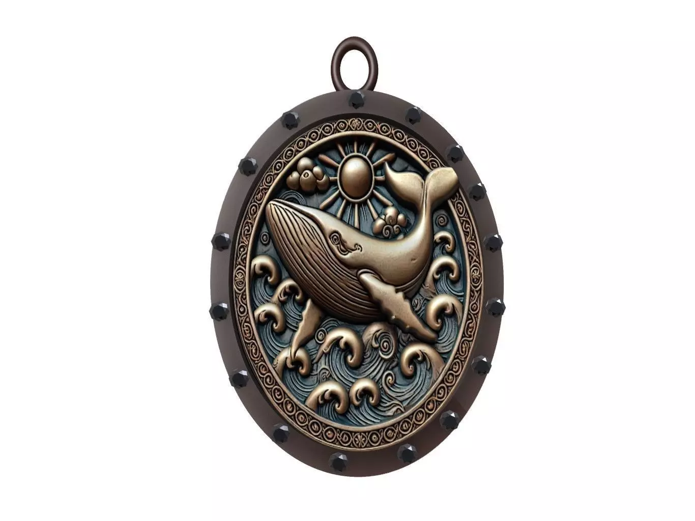 Whale Animal Pendant 3D print model_0
