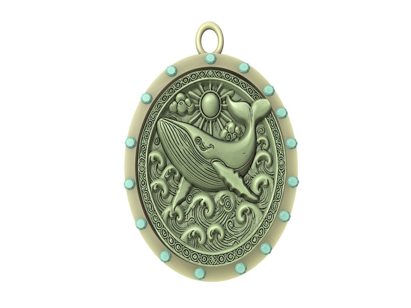 Whale Animal Pendant 3D print model_2