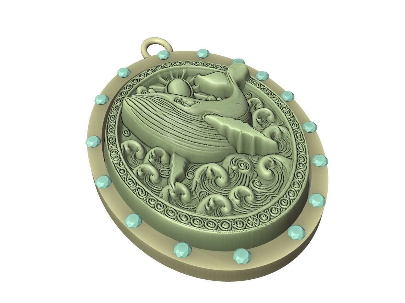 Whale Animal Pendant 3D print model_3