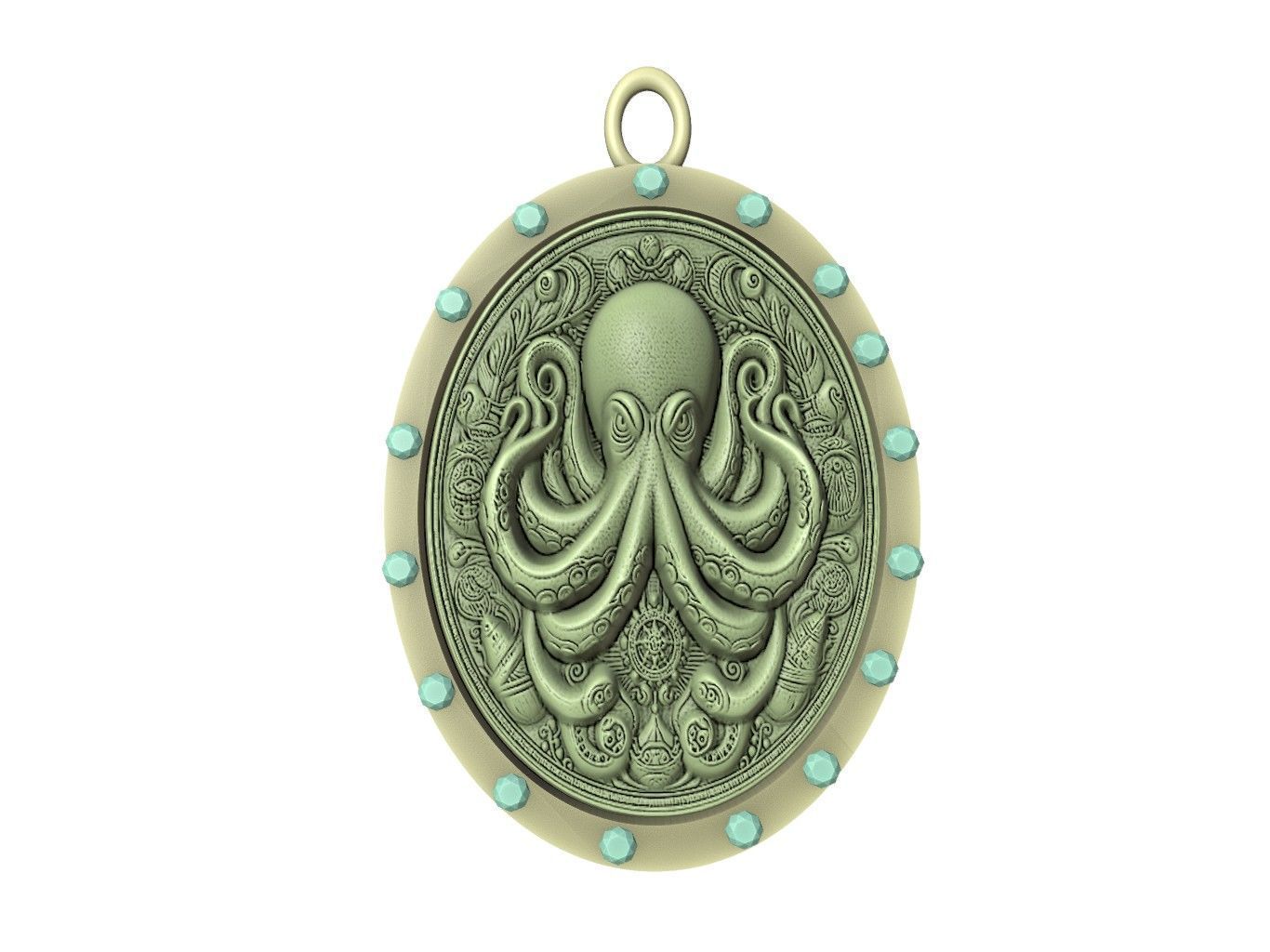 Octopus Animal Pendant 3D print model_3