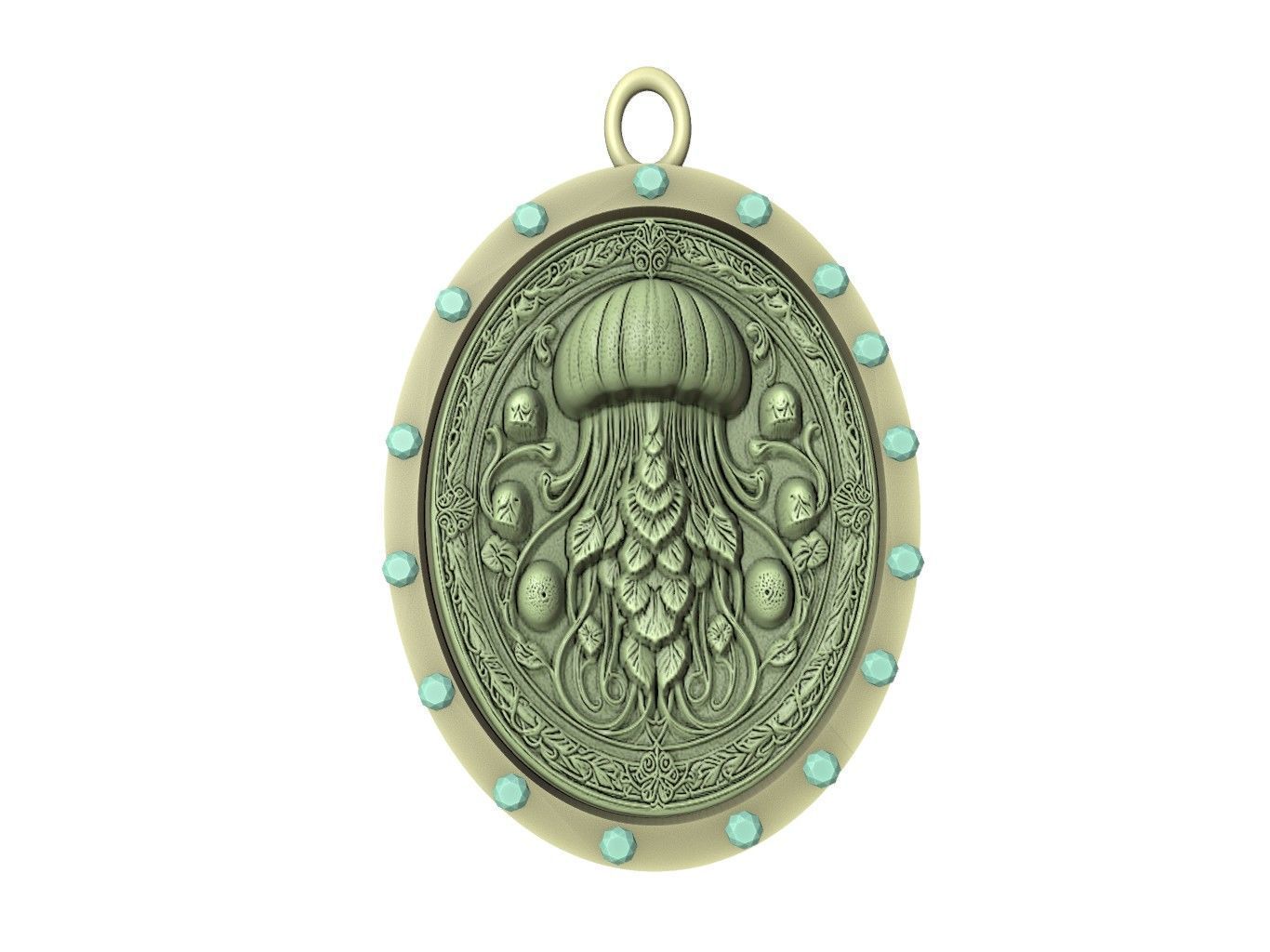 Jellyfish Animal Pendant 3D print model_2