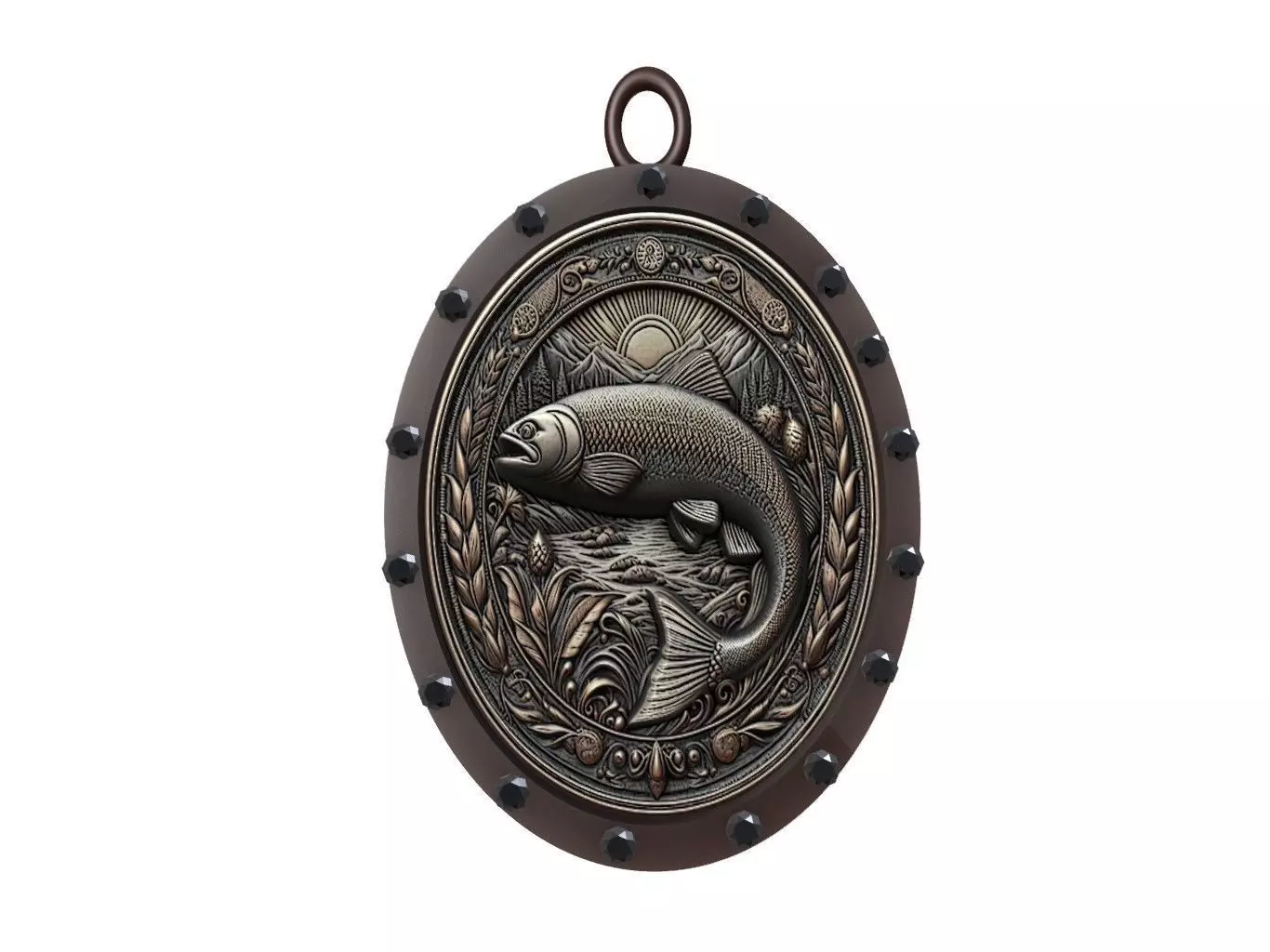 Salmon Animal Pendant 3D print model_0