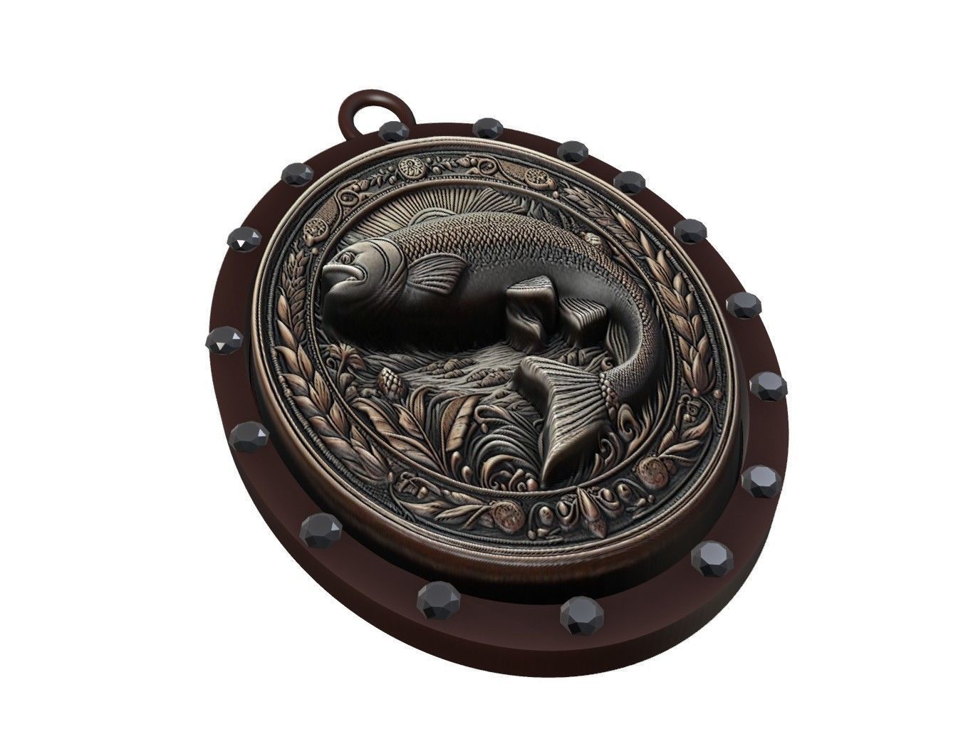 Salmon Animal Pendant 3D print model_1