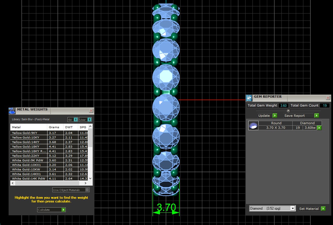 U Shaped Eternity Ring 3 point 7 mm stone size swiss 20 and EU60 3D print model_4