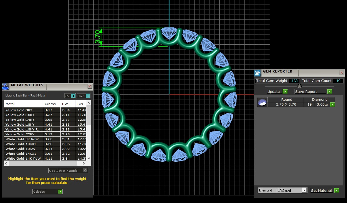 U Shaped Eternity Ring 3 point 7 mm stone size swiss 20 and EU60 3D print model_3
