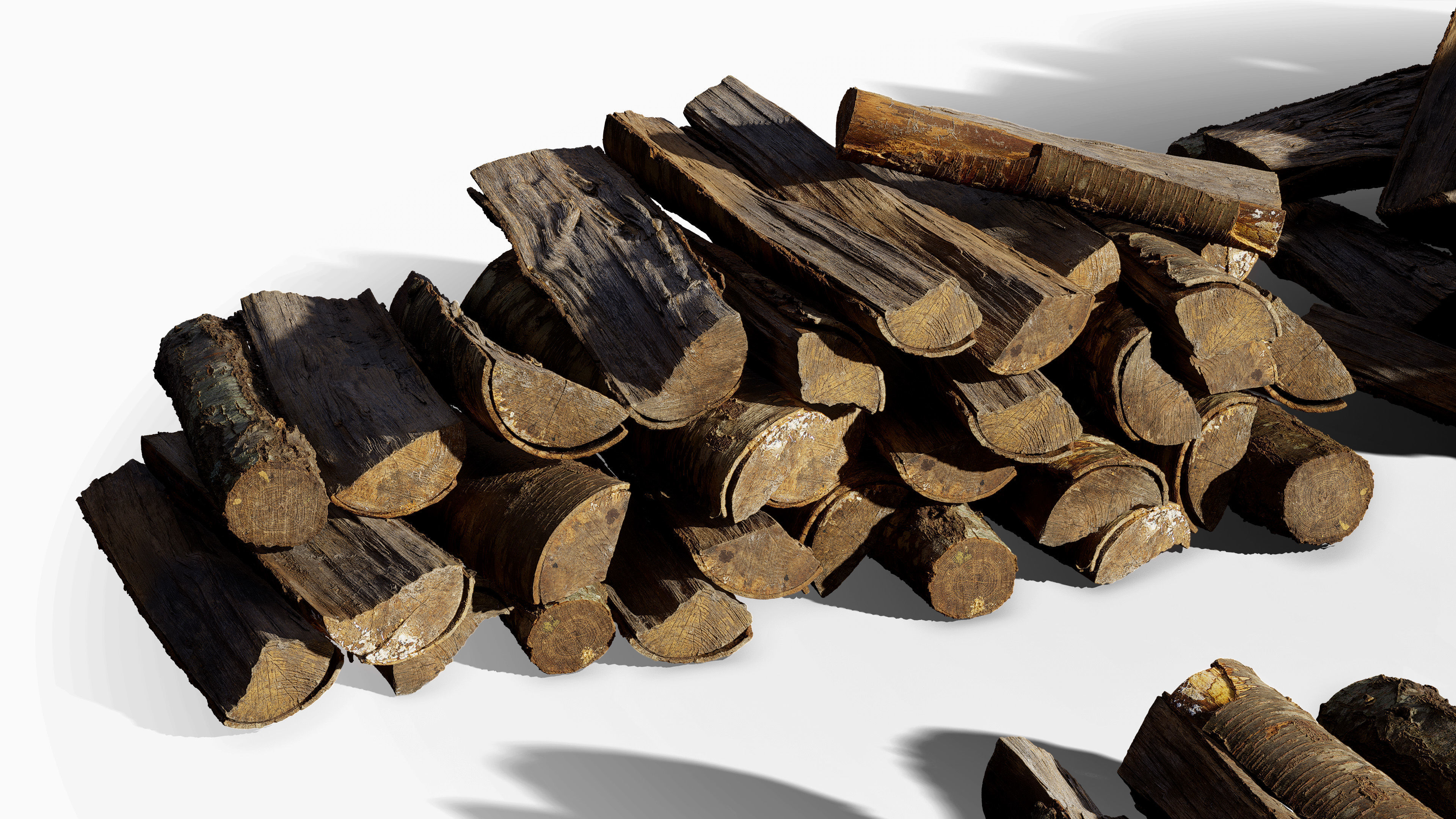 Black Cherry Firewood Pieces 02 Low-poly 3D model_13