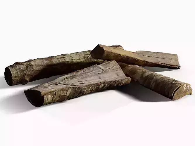 Black Cherry Firewood Pieces 02 Low-poly 3D model