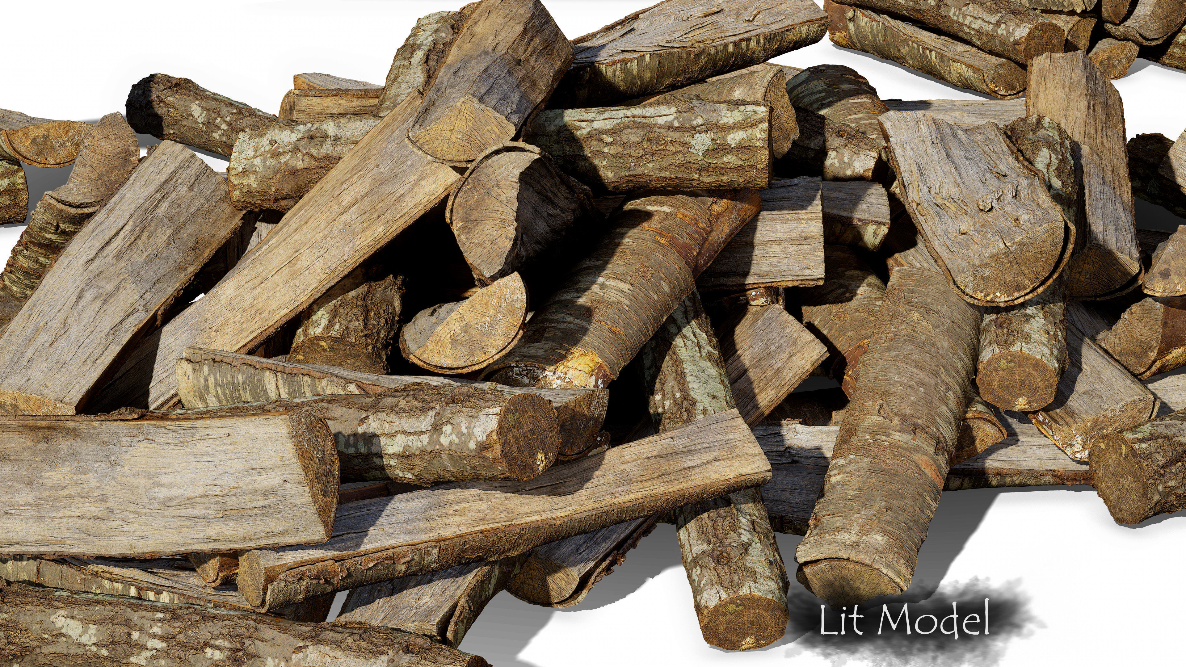 Black Cherry Firewood Pieces 02 Low-poly 3D model_6
