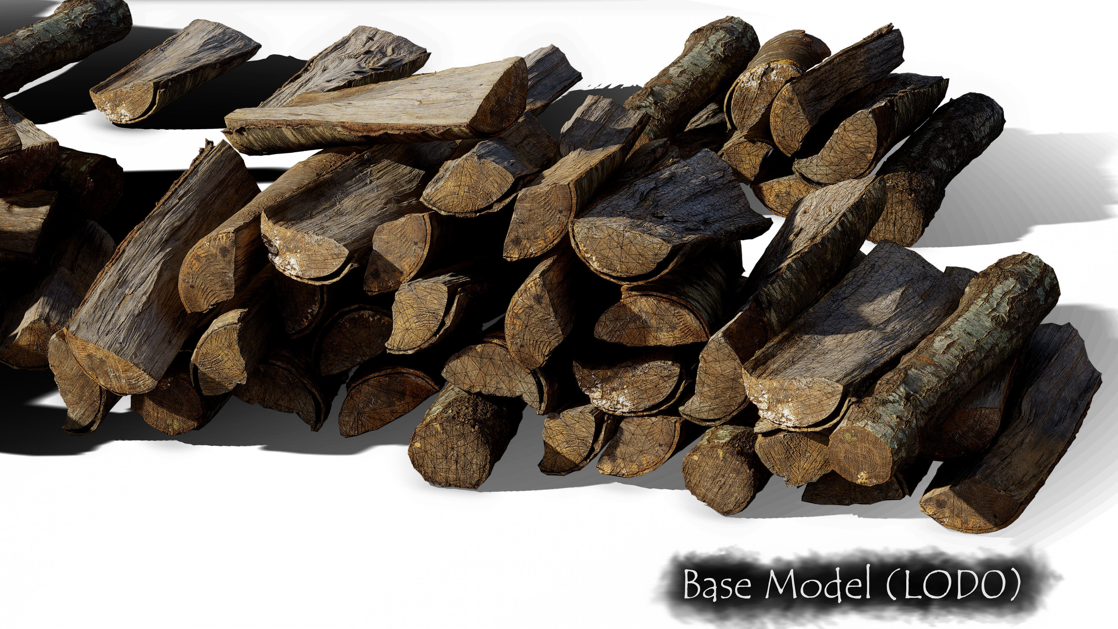 Black Cherry Firewood Pieces 02 Low-poly 3D model_5