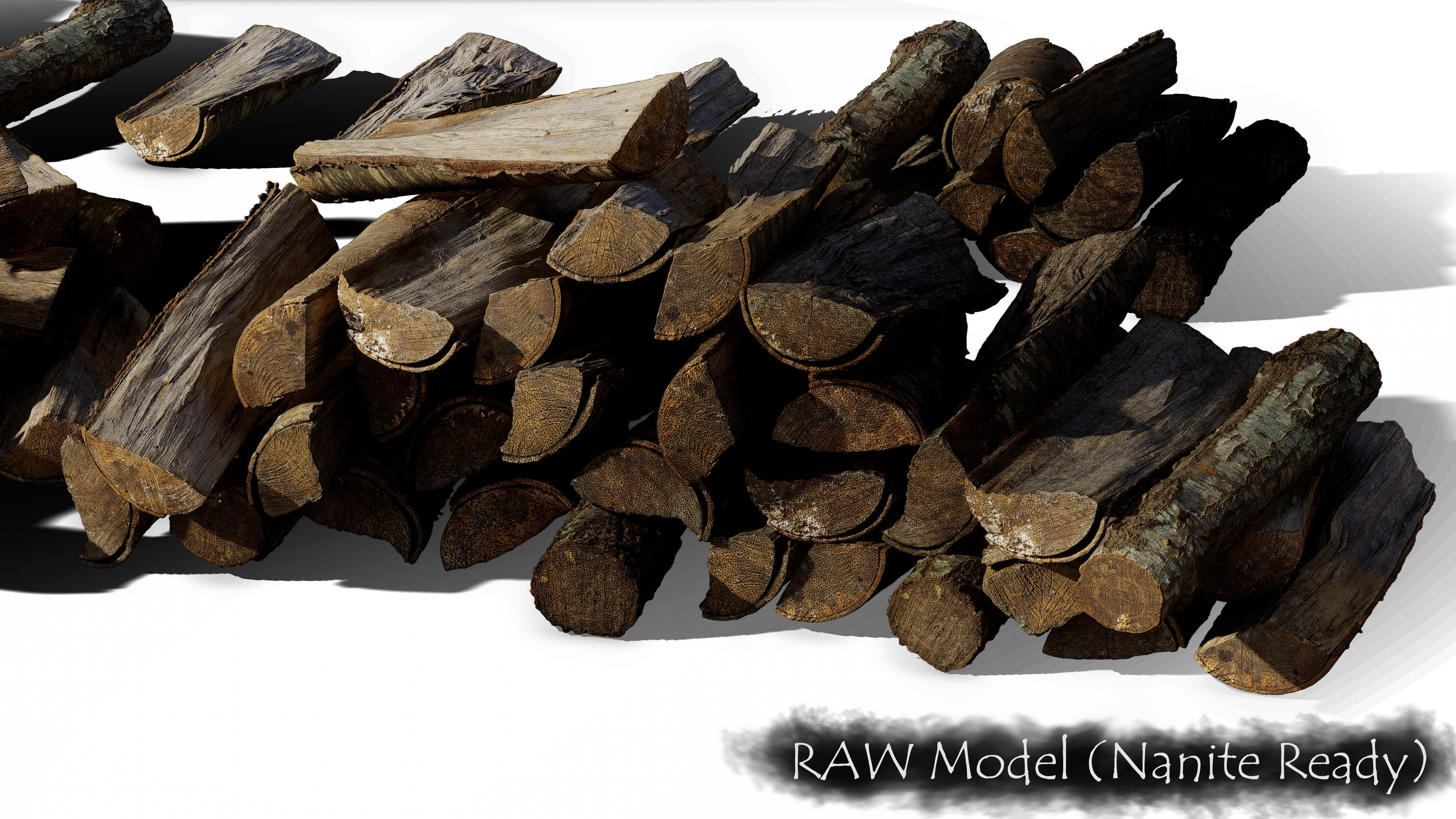 Black Cherry Firewood Pieces 02 Low-poly 3D model_4