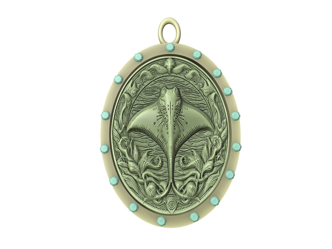 Stingray Animal Pendant 3D print model_2